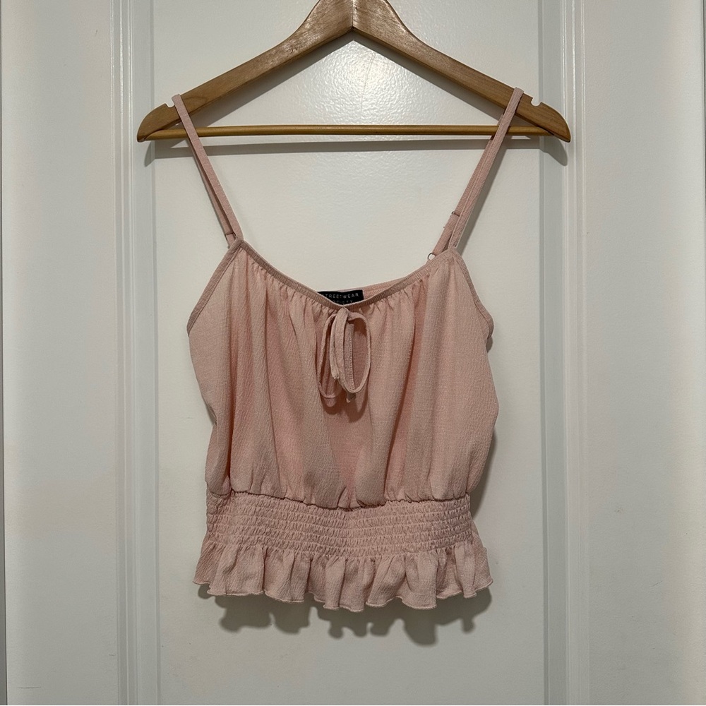 2/$15 Streetwear Society Cropped Blush Camisole with Smocked Waist
